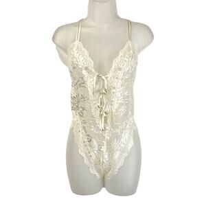 Vintage Victoria’s Secret Lace Stretch Bodysuit Gold Label Bridal Honeymoon